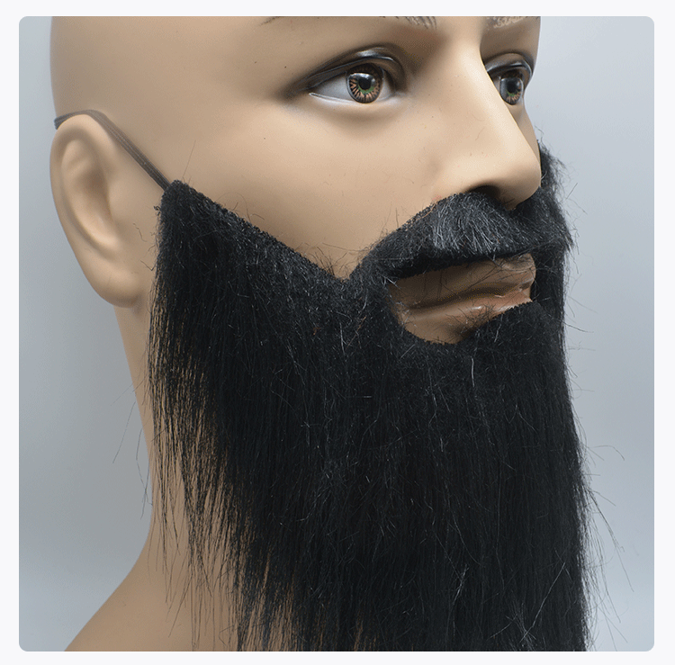 Cross-border foreign trade export of Halloween props: black and white big beard simulation beard, new Arabian big beard detail image 4