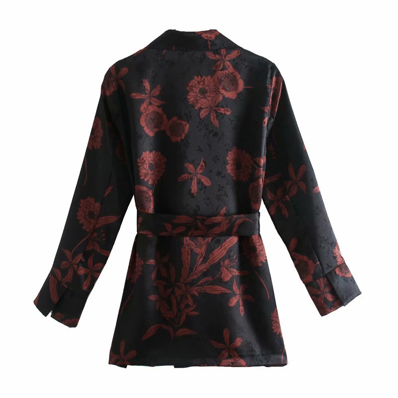 women belt printed blouse  NSAM10791