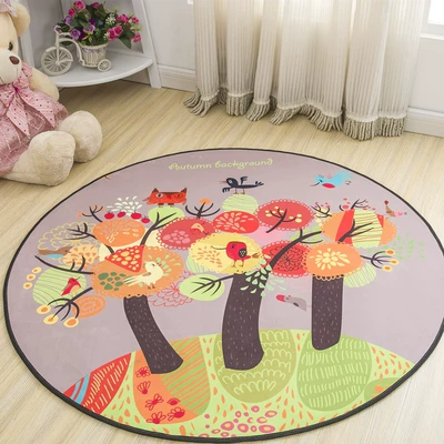 Avtomobil döşəmə paspasları, Children's cartoon bedroom bedside mat - small-purple-tree-80cm-diameter-round