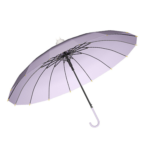 Umbrella automatic simple long handle umbrella 16 rib waterproof cover straight umbrella solid color Japanese small clear straight handle umbrella retro female