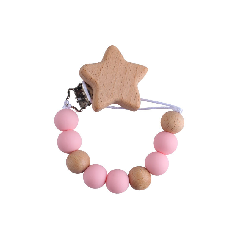 Nueva Haya estrella de cinco puntas chupete clip bebé DIY creativo cadena chupete de silicona de dibujos animados Beech Toy teether
