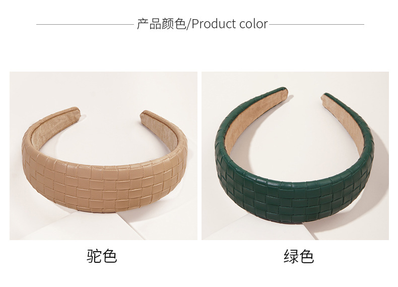 Retro  Wide-brimmed Pu Leather Square Headband display picture 3