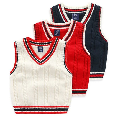 Children's clothing Color selection Boy sweater Vest Spring and autumn season children Combed Sleeveless vest College wind Chao Tong