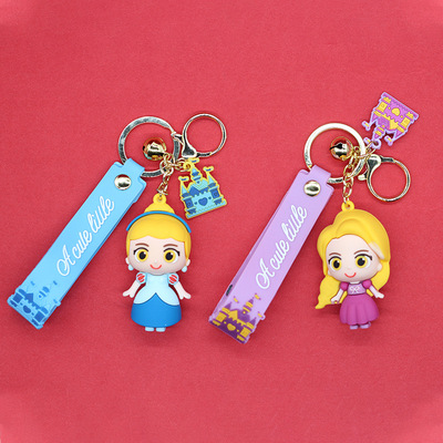 Drip glue Snow White Mermaid Key buckle Pendant Bag Accessories One piece On behalf of Soft glue Leather originality