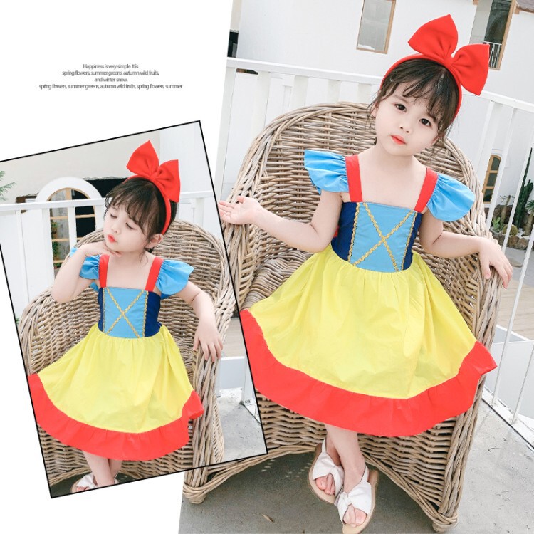 Summer Princess Dress 2022 New Children's Wear Girl Performance Dancing Dress Snow Princess Style Puff Sleeve Dress