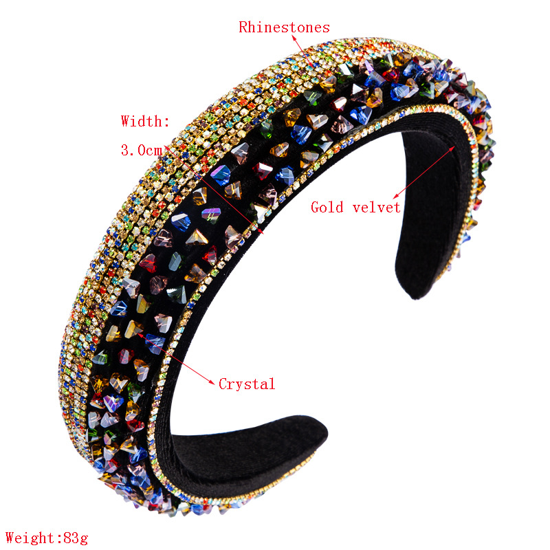 Fashion New  High-end Luxury  Full Diamond Thin Sponge Headband Female  Luxury Ball Baroque Hair Accessories display picture 1