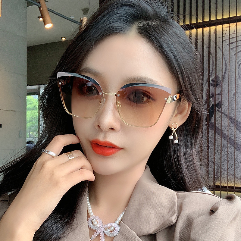 Fashion Cat Eyes Half Frame Sunglasses display picture 10