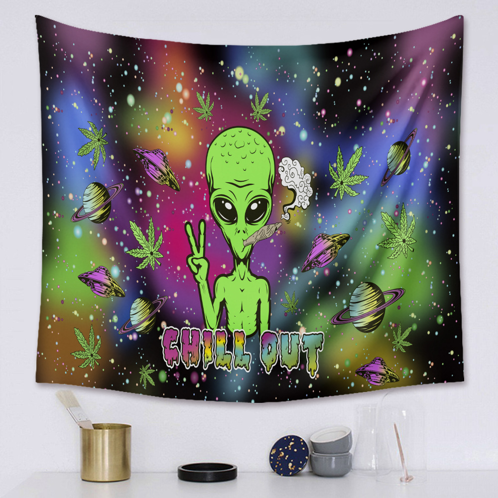 Fashion Green Alien Tapestry Background Wall Decoration Wholesale Nihaojewelry display picture 4