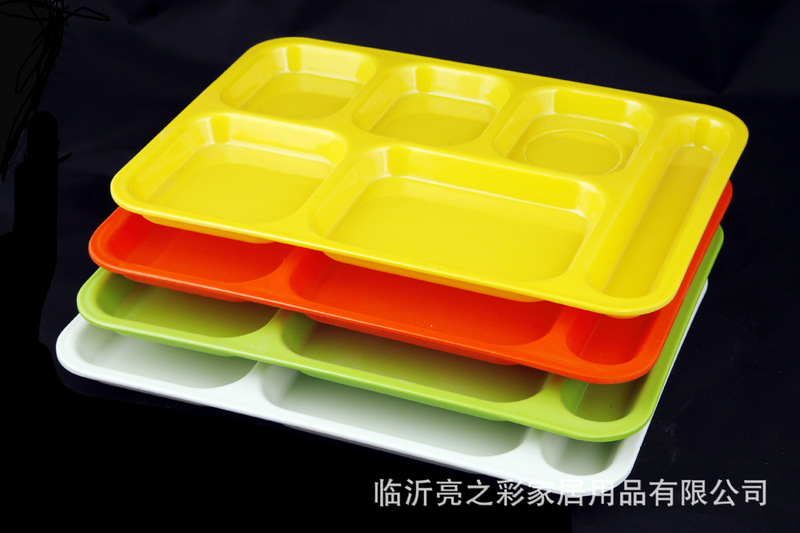 メーカー直供メラミン模造磁器食器ホテルホテルファストフード店分格皿長方形六格ファストフード皿|undefined