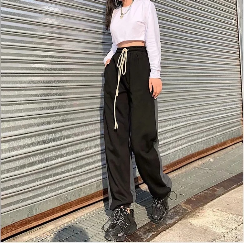 high-waist drawstring footwear pants   NSAC15697