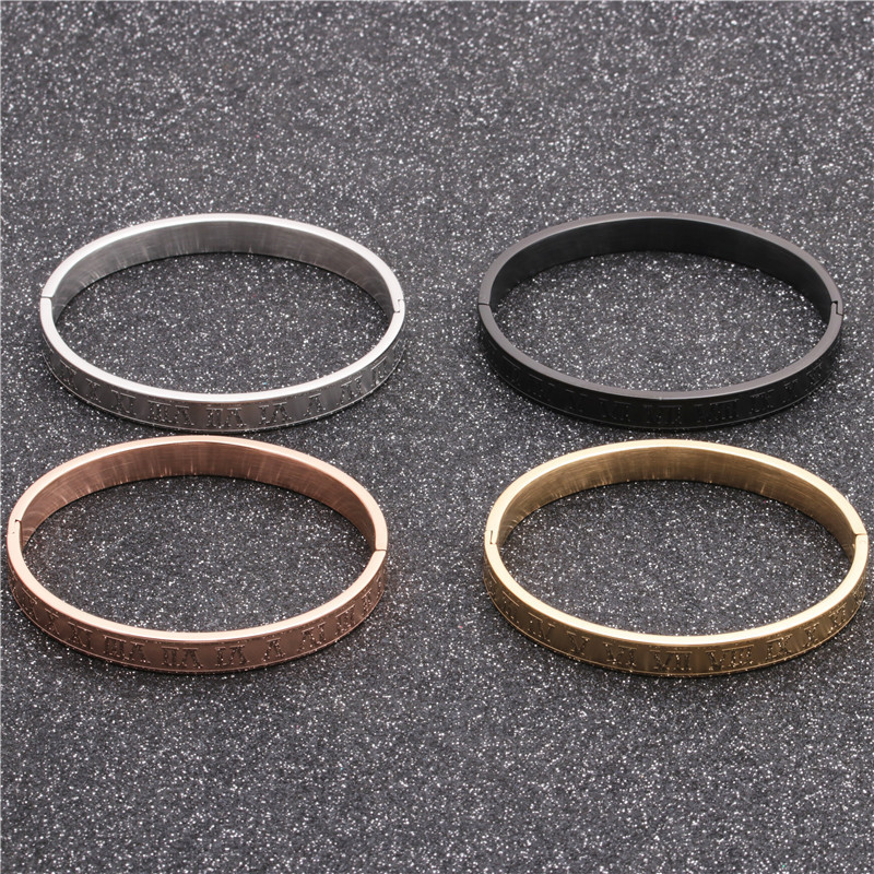 Fashion stainless steel Roman letter adjustable copper braided bracelet set