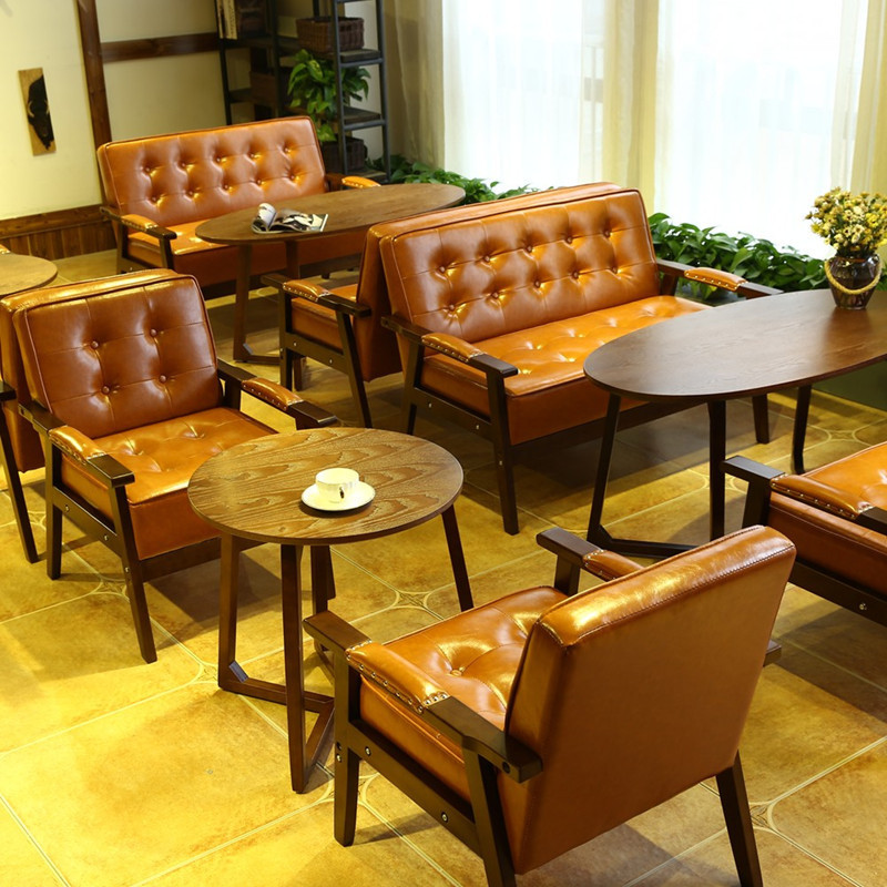 Card Seat Sofa Table and Chair Combination Cafe Leisure Double Western Restaurant Bar Milk Tea Shop Sweet Shop Negotiation Chair