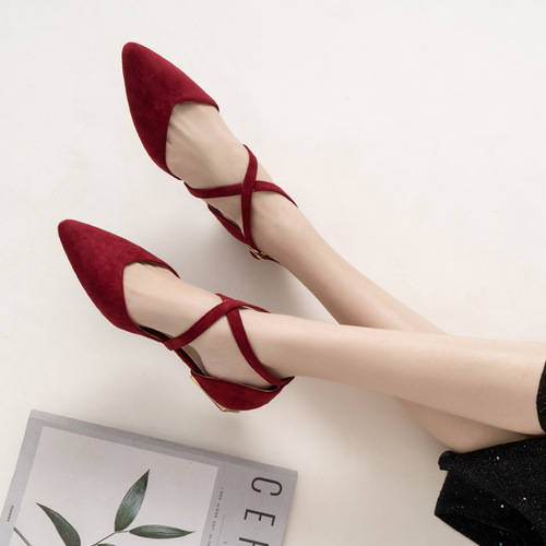 Cross-border foreign trade  spring new shallow mouth flat shoes cross strap Mary Jane women's shoes large size hollow shoes