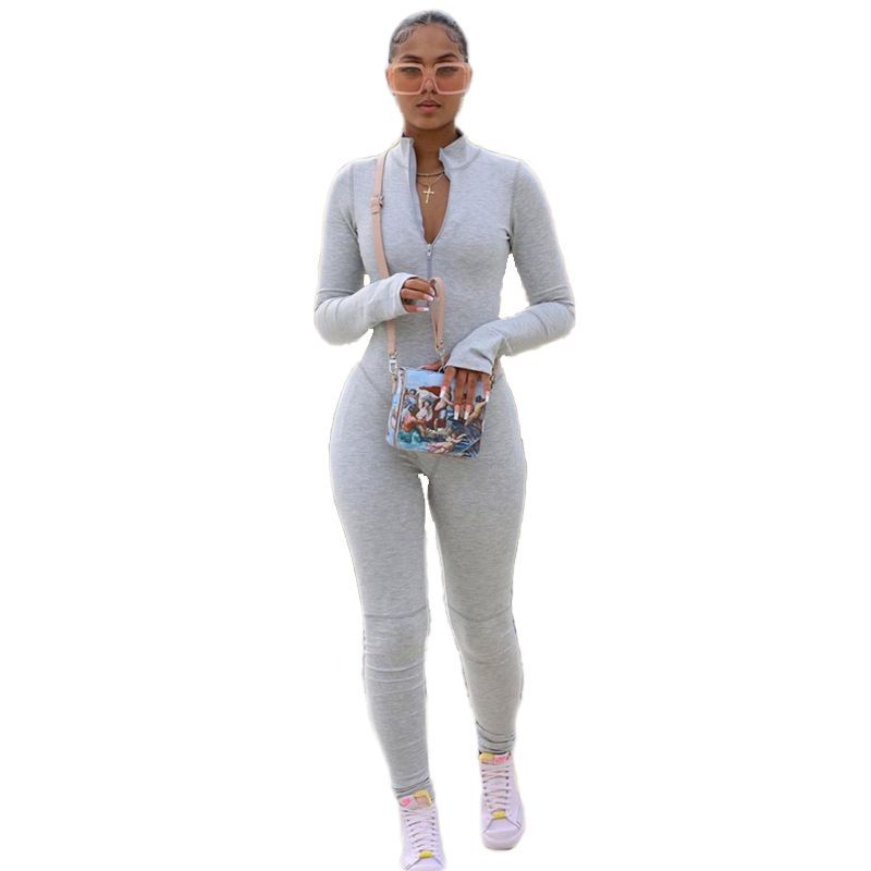 stand-up collar tight-fitting sports jumpsuit  NSSU29081