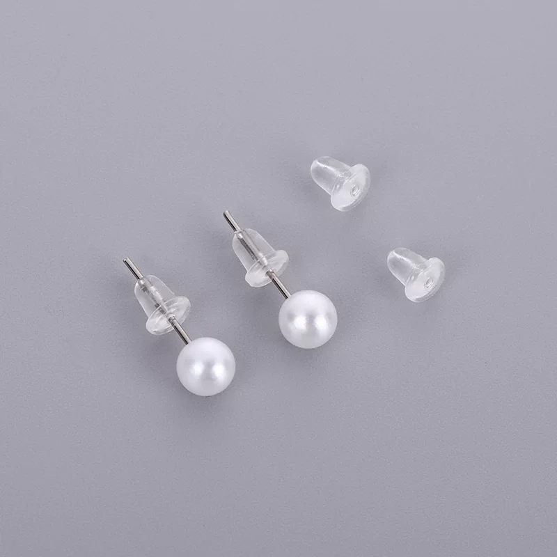 Earrings, protective non-slip accessory, plastic transparent bullet, handmade, plus size