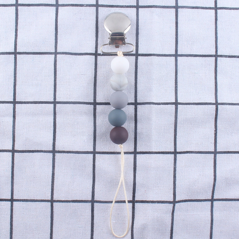 Cadena de pezón de silicona calmante Nuevo clip de hierro clip de pezón Dispositivo de molienda de dientes de bebé cadena anti-caída cadena anti-perdida