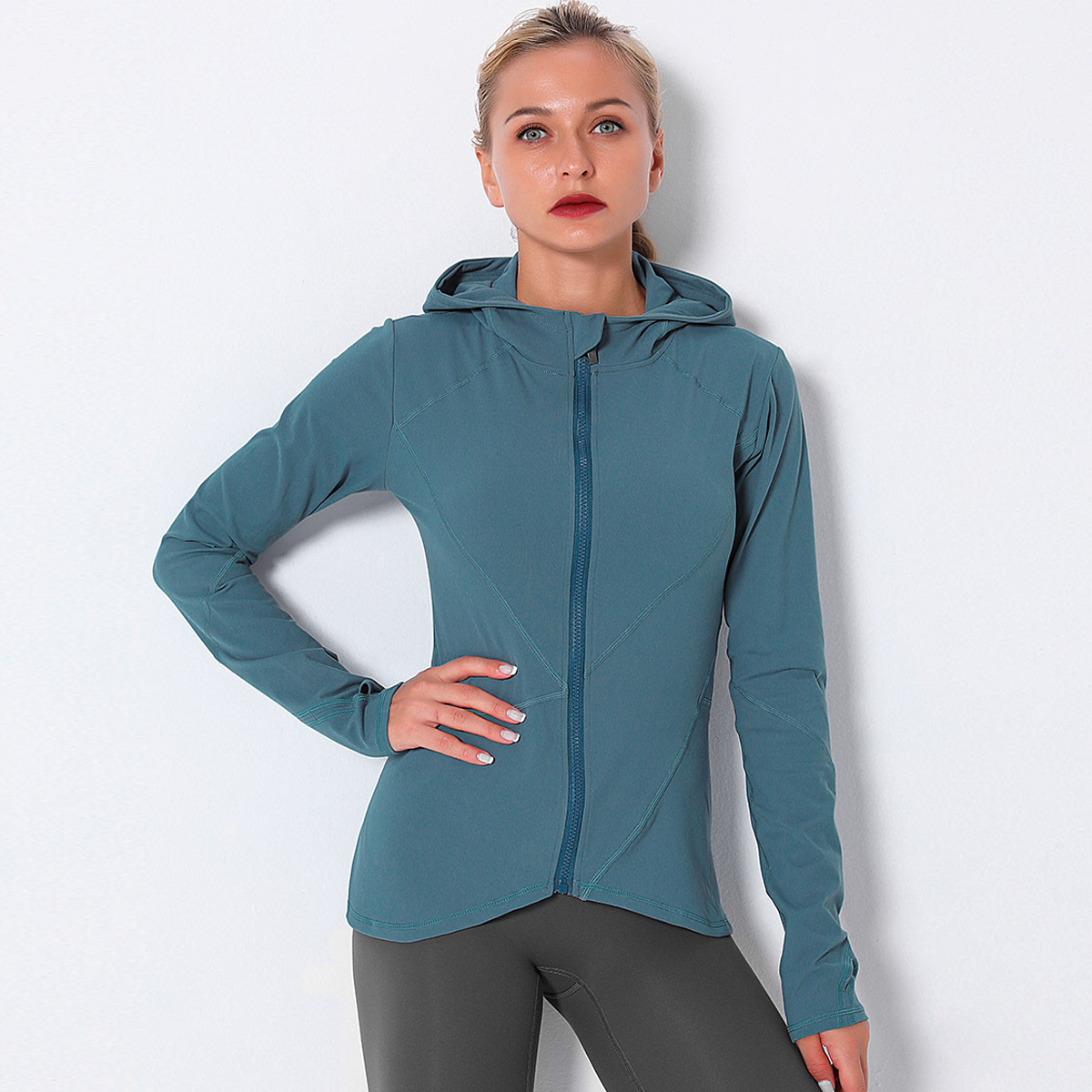 fall/winter zipper quick-drying fitness long sleeves yoga top  NSNS10663