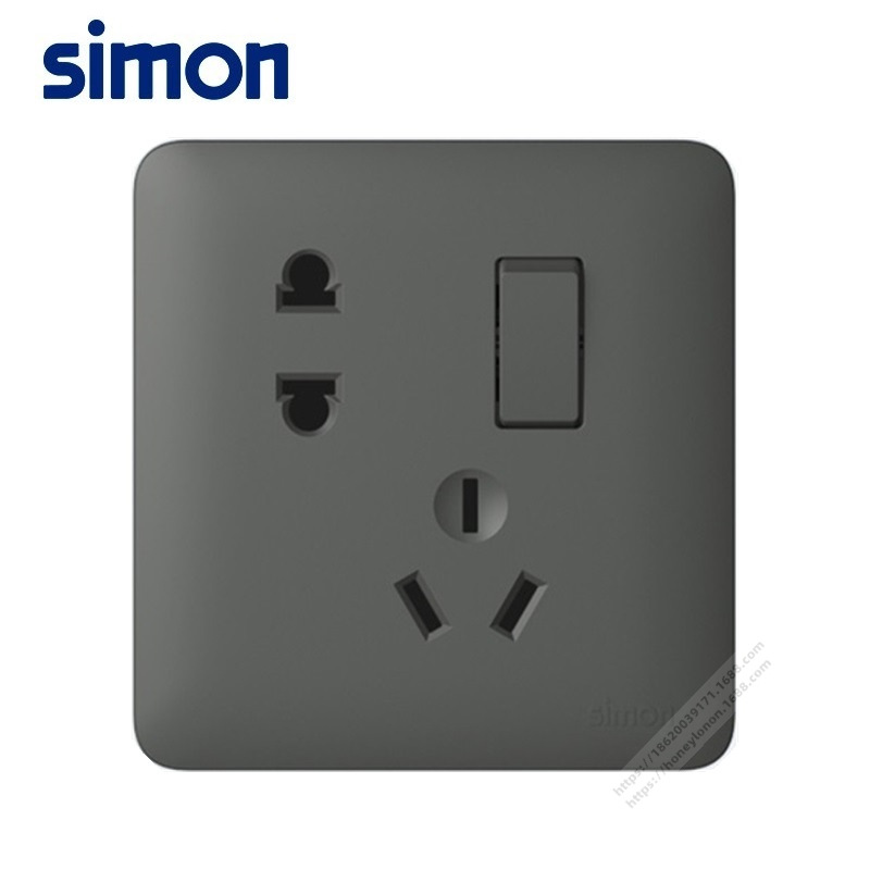 Simon/西蒙 i6系列 二三极插座加单极开关(荧光灰)761086-61