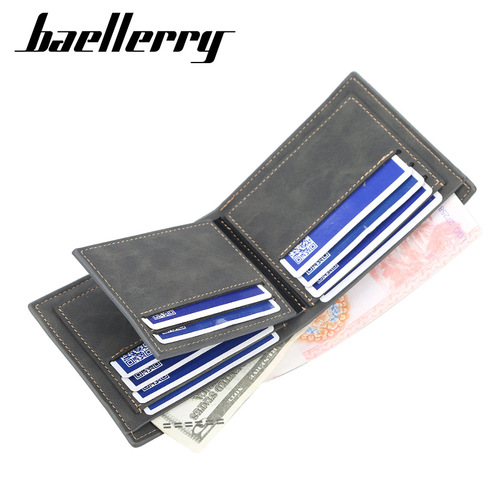 baellerry men's new wallet short multi-card slot fashionable youth wallet bag thin open coin purse