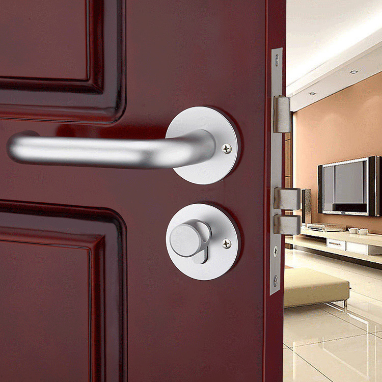 Cerradura de la puerta de estilo europeo dormitorio Mute plata dividida puerta de madera maciza manija de la habitación cerradura de la puerta interior cerradura de la puerta al por mayor cerradura