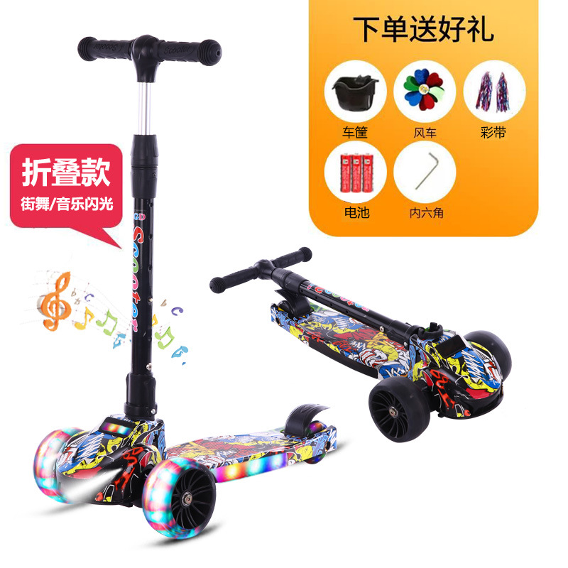 Patinete para niños de 2 a 14 años, tres o cuatro ruedas, diseño graffiti Swiss Flash, venta directa de fábrica.