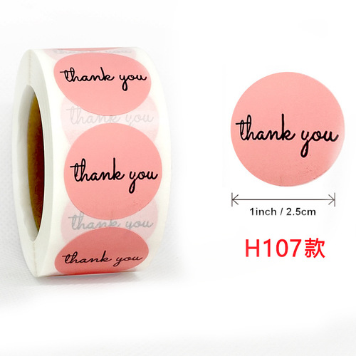 Cross-border roll-packed pink thank you stickers self-adhesive sticker labels 500 pcs/roll