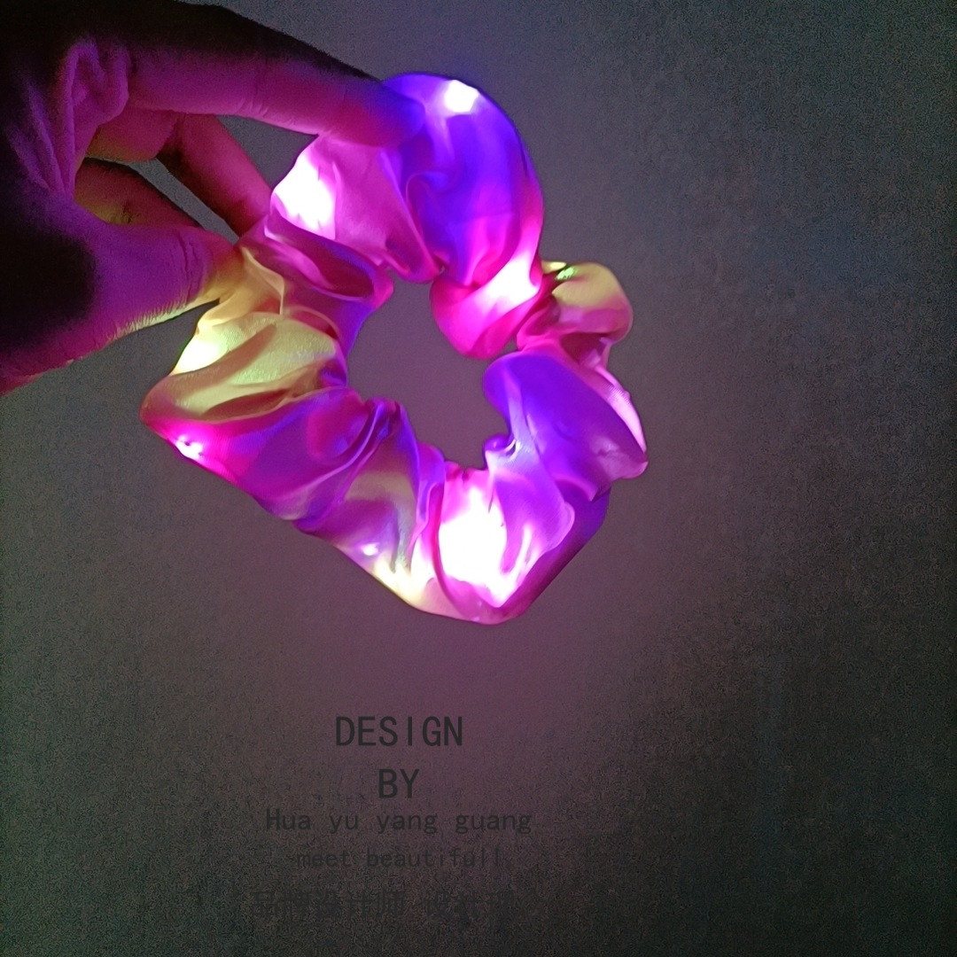 Europa y los Estados Unidos personalizados LED brillante anillo de pelo colorido intestino lluvia flores sol marca muestra personalizada brillante cabello cuerda de pelo