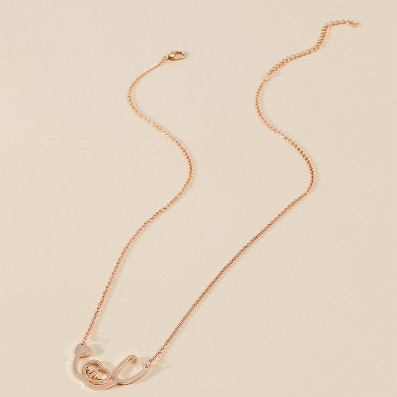 Wholesale Jewelry Electrocardiogram Stethoscope Pendant Titanium Steel Necklace Nihaojewelry display picture 4