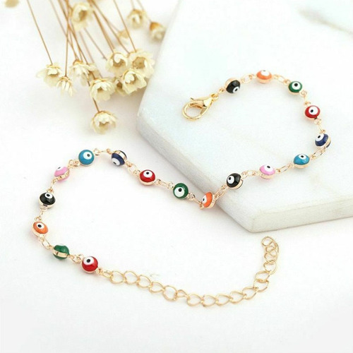New European and American foreign trade products Creative and simple devil's eye Personalized handmade gravel bohemian style beach anklet