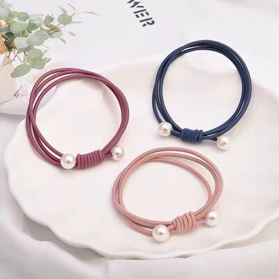 普熱銷韓版編織珍珠頭繩發繩森女系百搭3合1高彈力皮筋小清新發圈