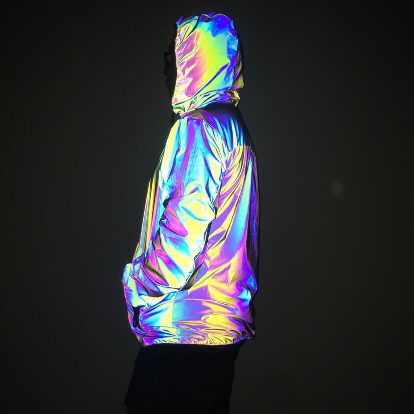 Men's Clothing rainbow color reflective jacket fashion large size colorful luminous jacket_voghion.com