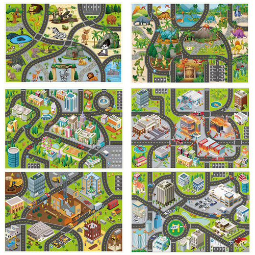 Original factory direct supply children's large scene game mat dinosaur animal police fire simulation picnic crawling mat