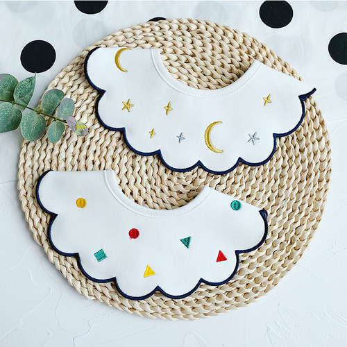 ins Korean version 360 rotatable cotton baby bib embroidered baby saliva towel 0-2 years old trendy one-year-old bib