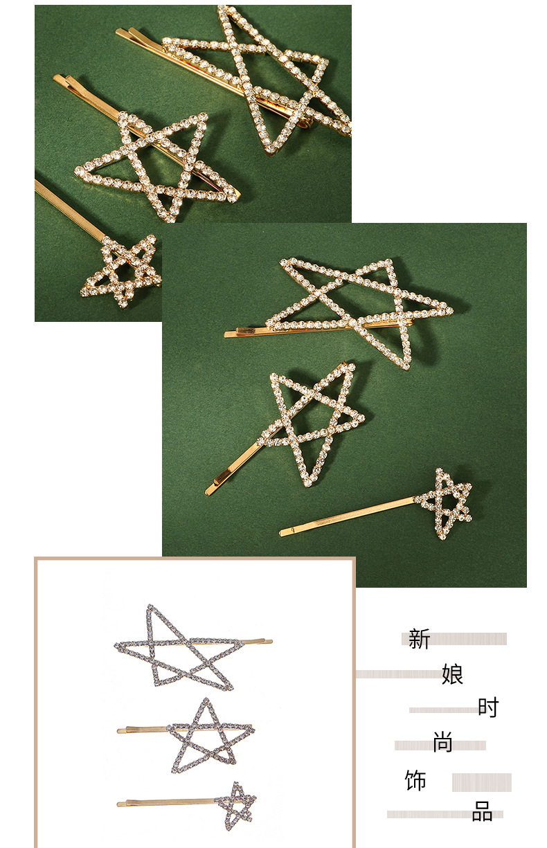 Creative Hand-painted Five-pointed Star Cartoon Hairpin Rhinestone Side Clip Wholesale Nihaojewelry display picture 2