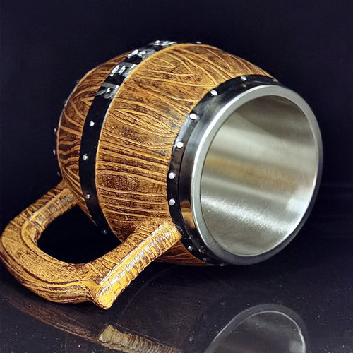 German stainless steel wooden barrel beer mug creative large capacity beer barrel personalized bar supplies