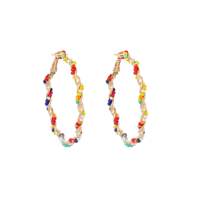 New exaggerated big circle trendy bohemian round bead earrings for women