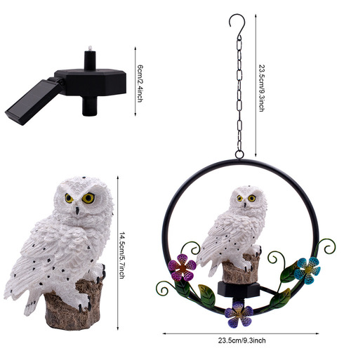 Cross-border hot selling solar lamp owl iron wind chime pendant decoration outdoor waterproof courtyard creative landscape light