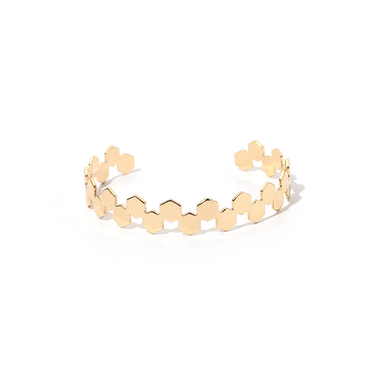Roman Numeral Open Bracelet Fashion Style Women's Gold Hollow Geometric Irregular Bracelet Jewelry Wholesale Nihaojewelry display picture 17