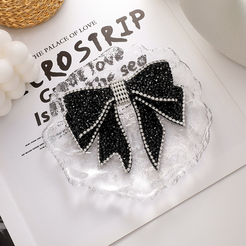 Neue Koreanische Version Von Kristall Blinkende Diamant Bowknot Haarnadel Hinterkopf Clip Haarschmuck Haarnadel Schwarz Voll Bohrer Schmuck Frauen display picture 5