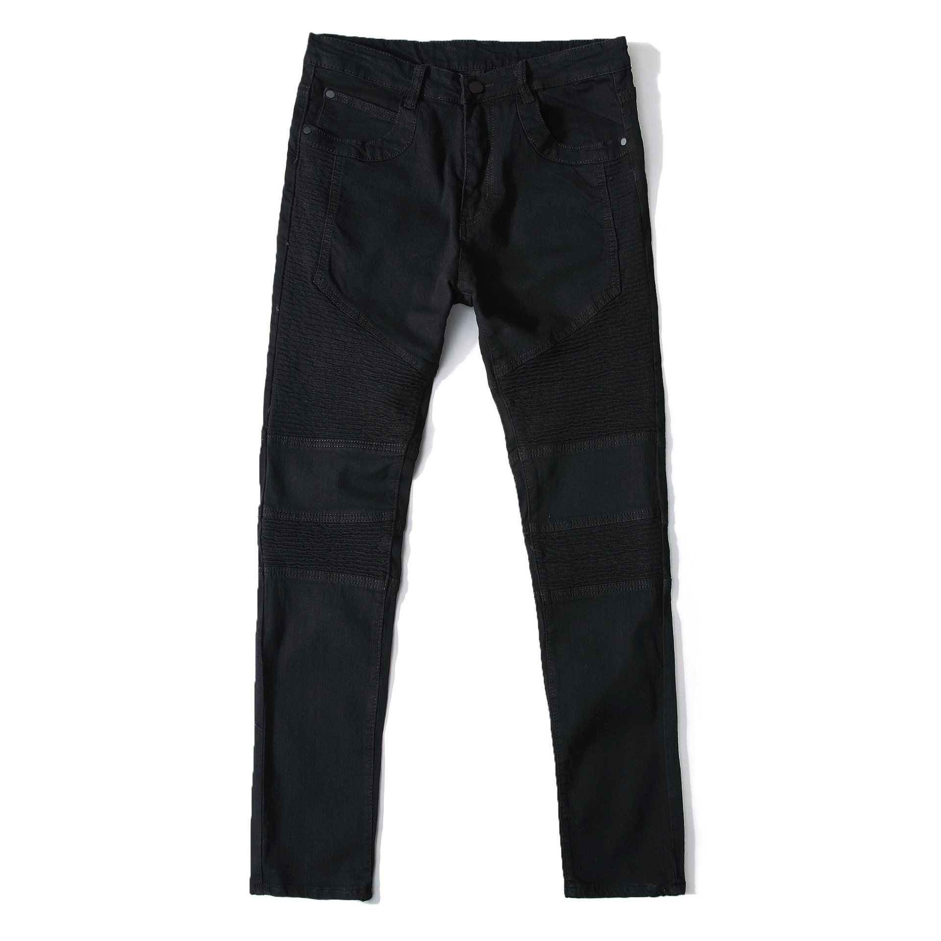 Men's jeans with personalized trendy folds, slim fit and elastic fit, men's fashionable pants_voghion.com