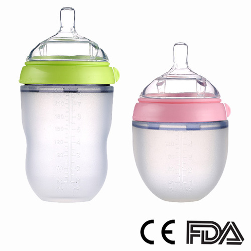 Manufacturer liquid silicone baby bottle large diameter wide mouth silicone baby bottle anti-flatulence anti-fall baby silicone baby bottle