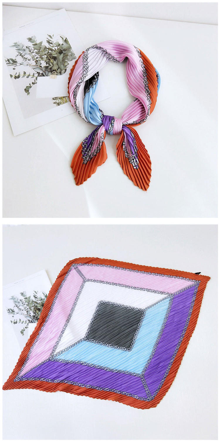 Polyester Material Color Block Pattern Women's Elegant Color Block Polyester Frill Silk Scarves