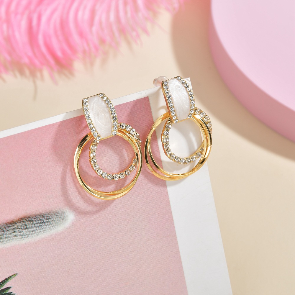 Pendientes De Aleación De Círculo Clásico De Aguja De Hongo Blanco Minimalista Nuevo Zircon 925 Para Mujer display picture 2