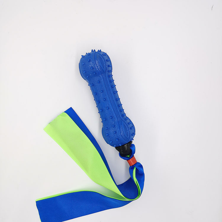 Perro mordedor palo TPR cinta Barbell sonido Bola de juguete lanzando interactivo resistente a los mordiscos suministros para mascotas ventas directas de fábrica