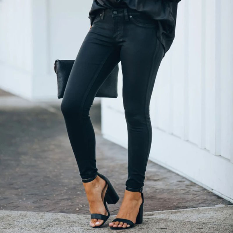 Suministro transfronterizo europeo y americano Comercio exterior transfronterizo clásico retro negro stretch Jeans para mujeres