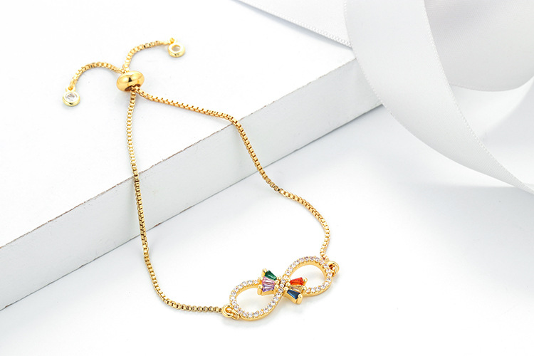 10g Weight Bracelets Classification Anniversary, Business, Travel Occasion Copper Material Geometric Pattern Women'S Gender Fashion Style Fashion Rainbow Zircon Geometric Pull-out Bracelet 10