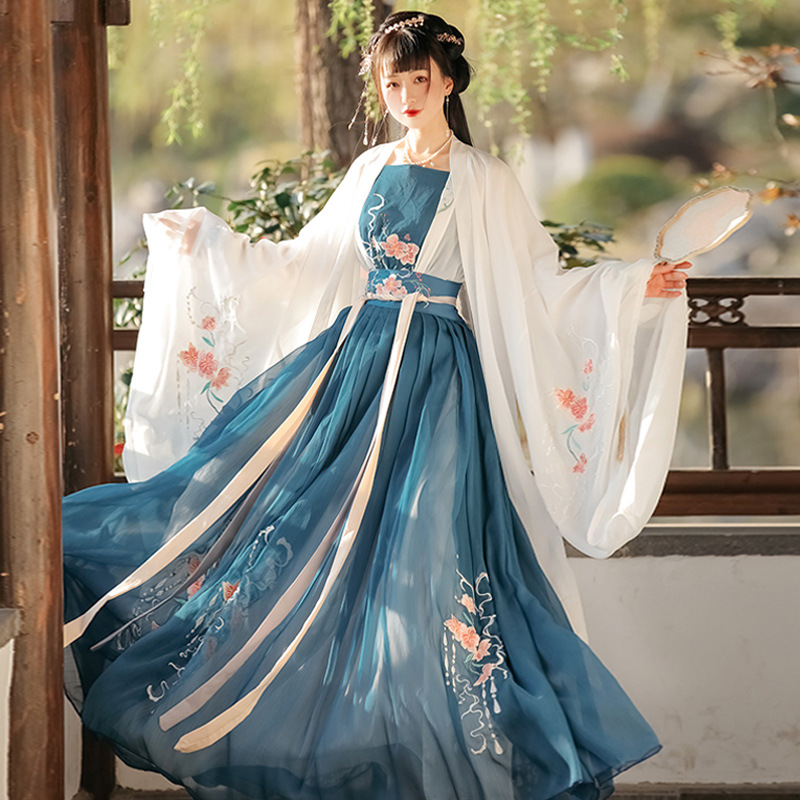 【灵花】成人汉服女对襟齐腰襦裙大袖衫中国风超仙非古装夏装