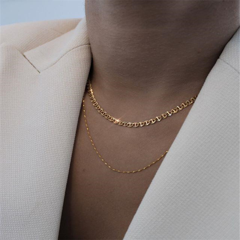 Fashion Hiphop Style Simple Hollow Multi-level Retro Wide Clavicle Chain Necklace For Women display picture 1
