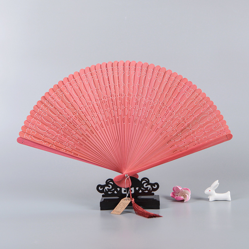 Chinese Fan Chinese Hanfu hand Fan national craft bamboo folding fan small fan water ripple pattern carved hollow folding fan for women
