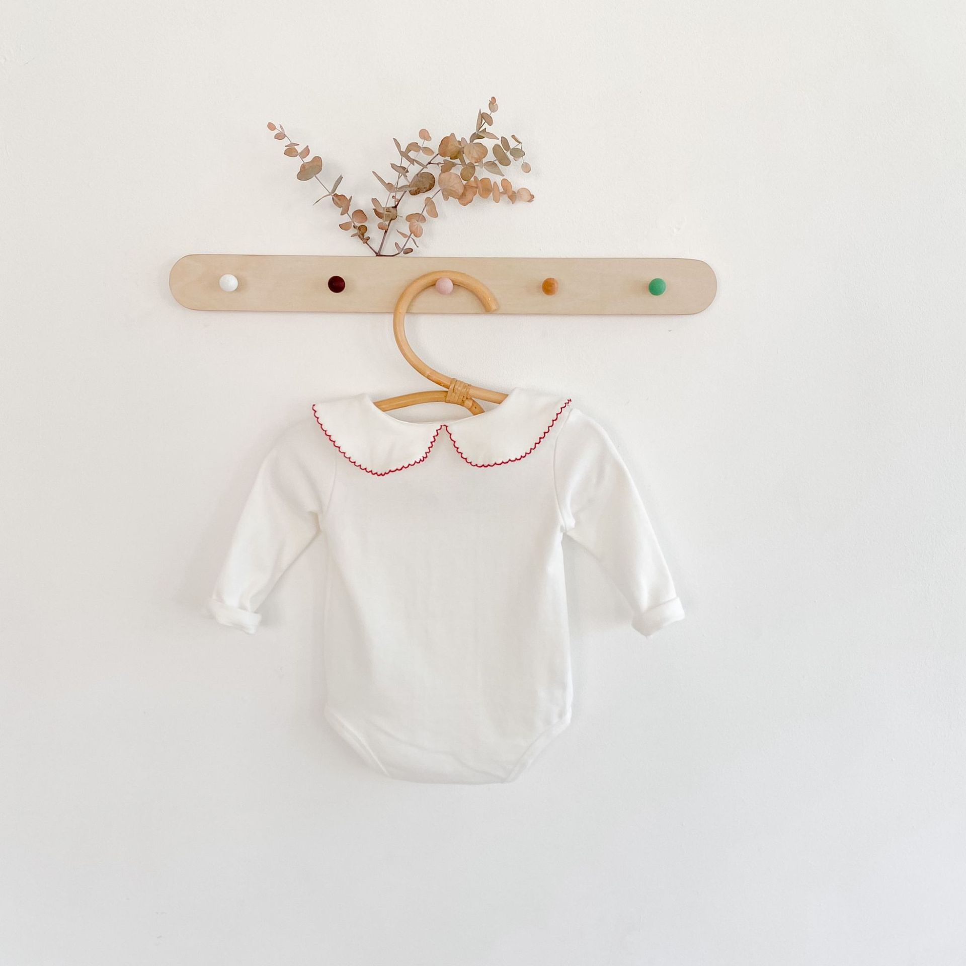 Abbigliamento primavera autunno 2024 per bambine e neonati: colletto ricamato con lettera d'amore, vestiti a sacco, vestiti lunghi in cotone per neonati_voghion.com